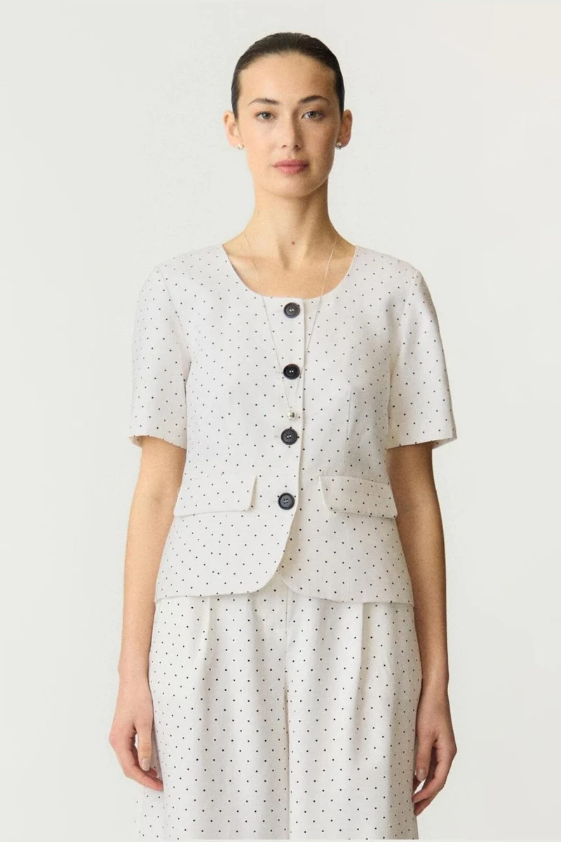 YAS - Yasdotly Ss Blazer - 5018045 Star White W. Black Dots