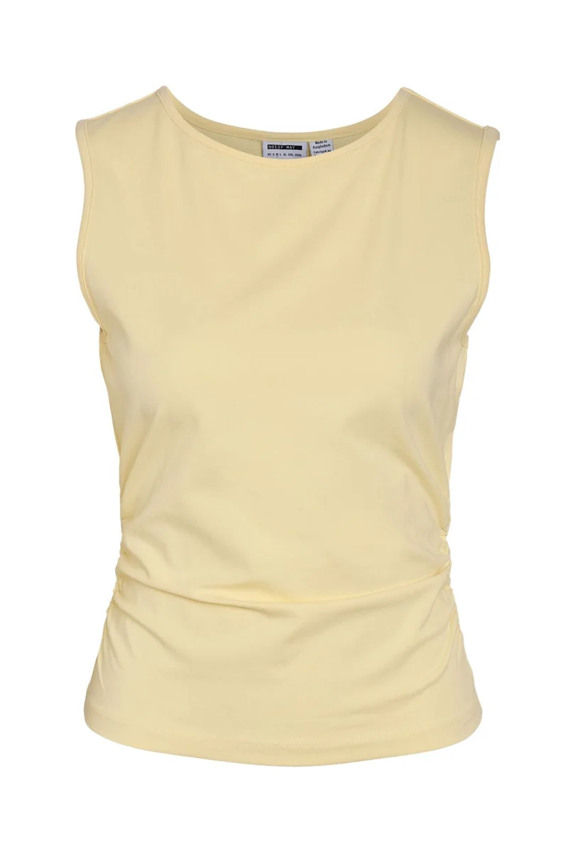 Noisy May - Nmmolly S/L O-Neck Ruching Top - 5025828 French Vanilla