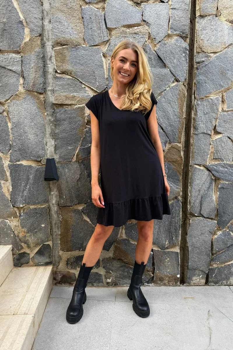 Liberte - Alma-U-Tshirt-Frill-Dress 9593 - Black
