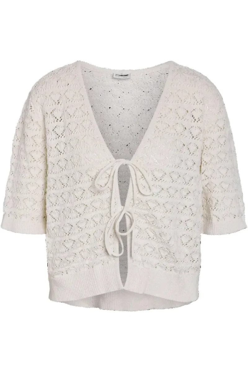 Noisy May - Nmlaika S/S Tie Knit Top Fwd - 4946488 Birch