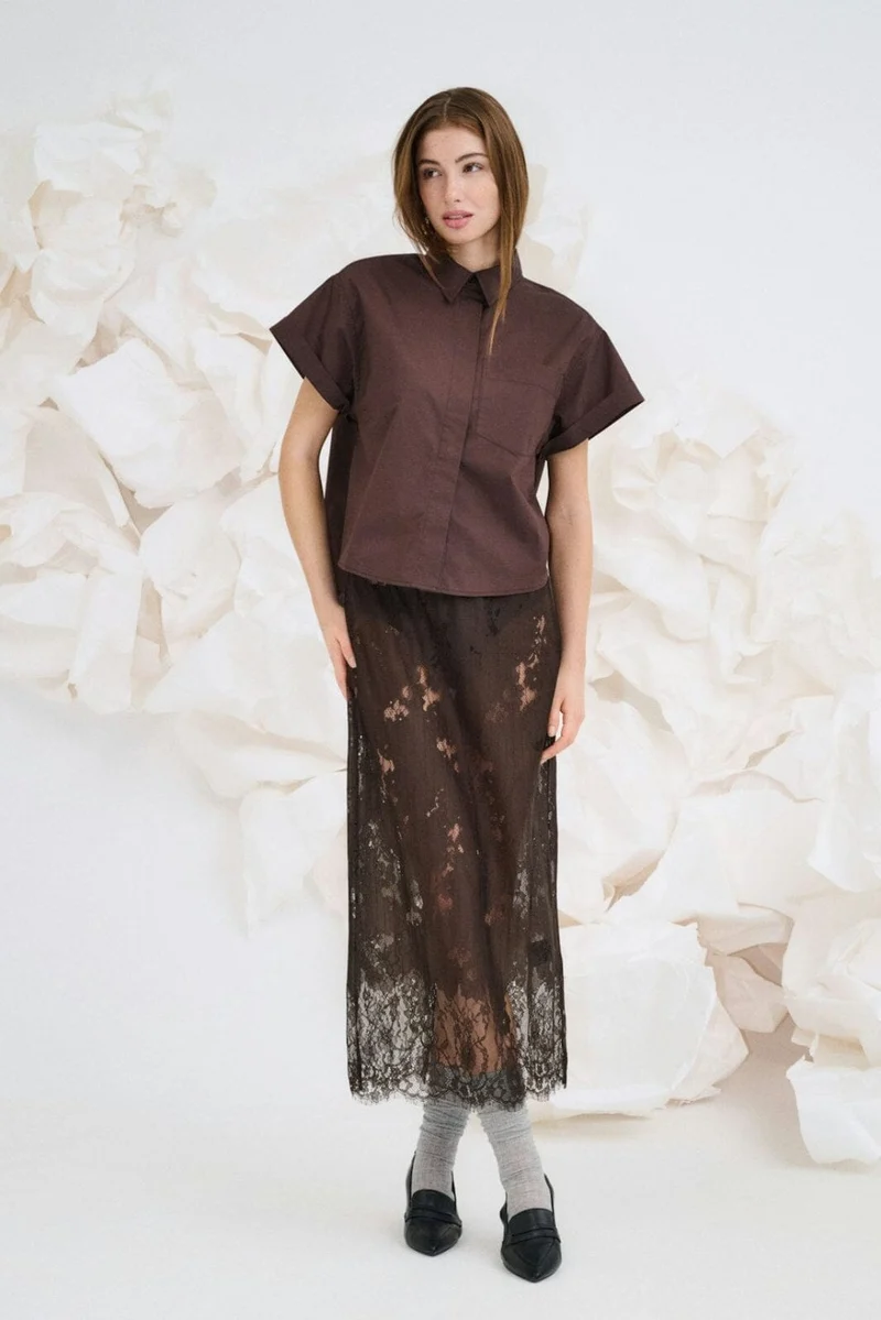 Only - Onlkeri S/S Fold Shirt - 5118366 Coffee Bean