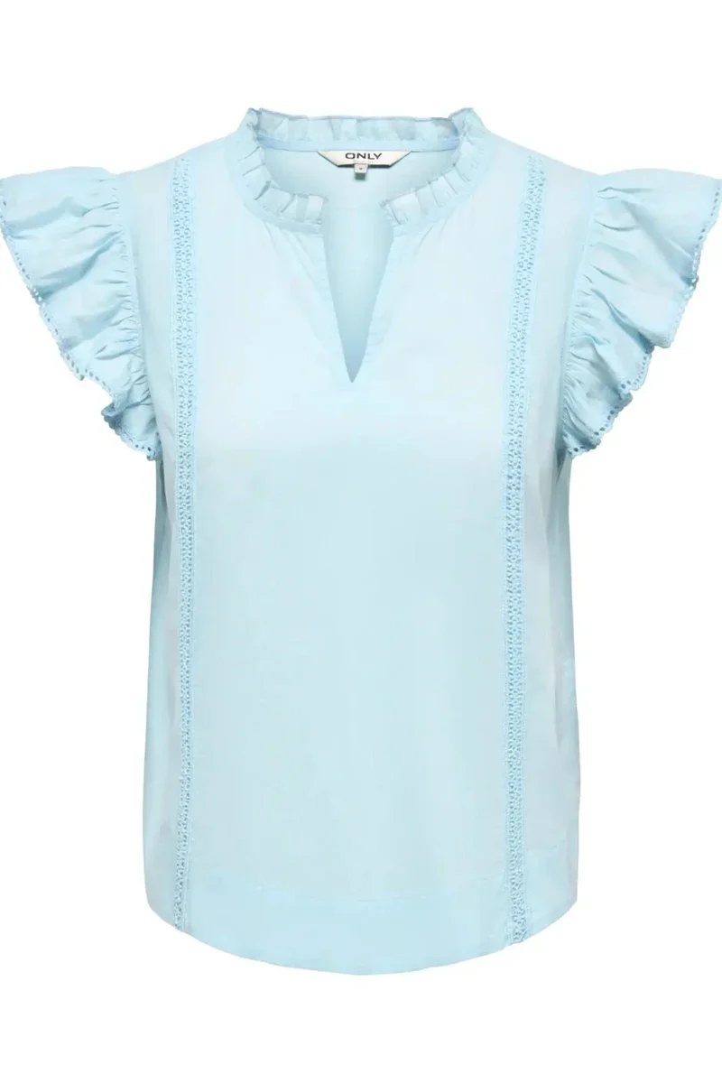 Only - Onltea-Idris S/L Frill Tape Top - 5066373 Dream Blue