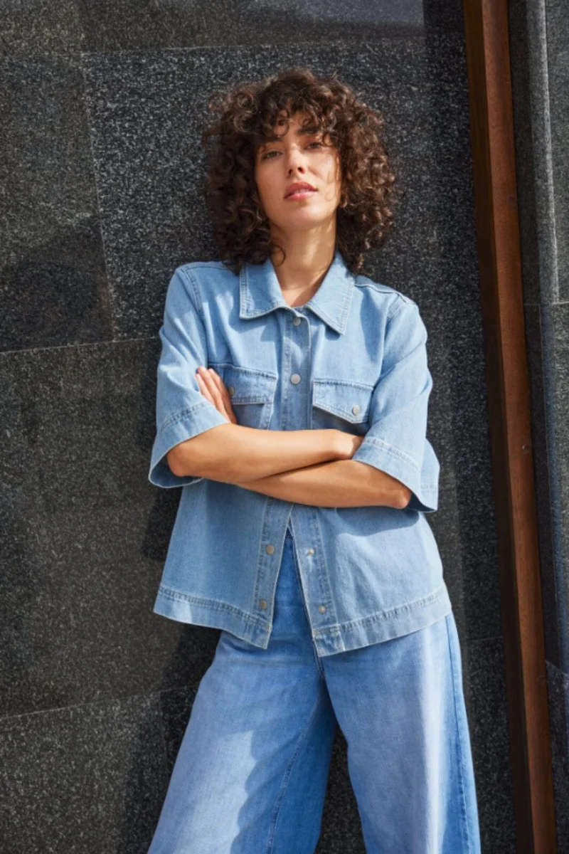 Only - Onlbelle S/S Shirt Gua 15347084 - 4774524 - Light Blue Denim