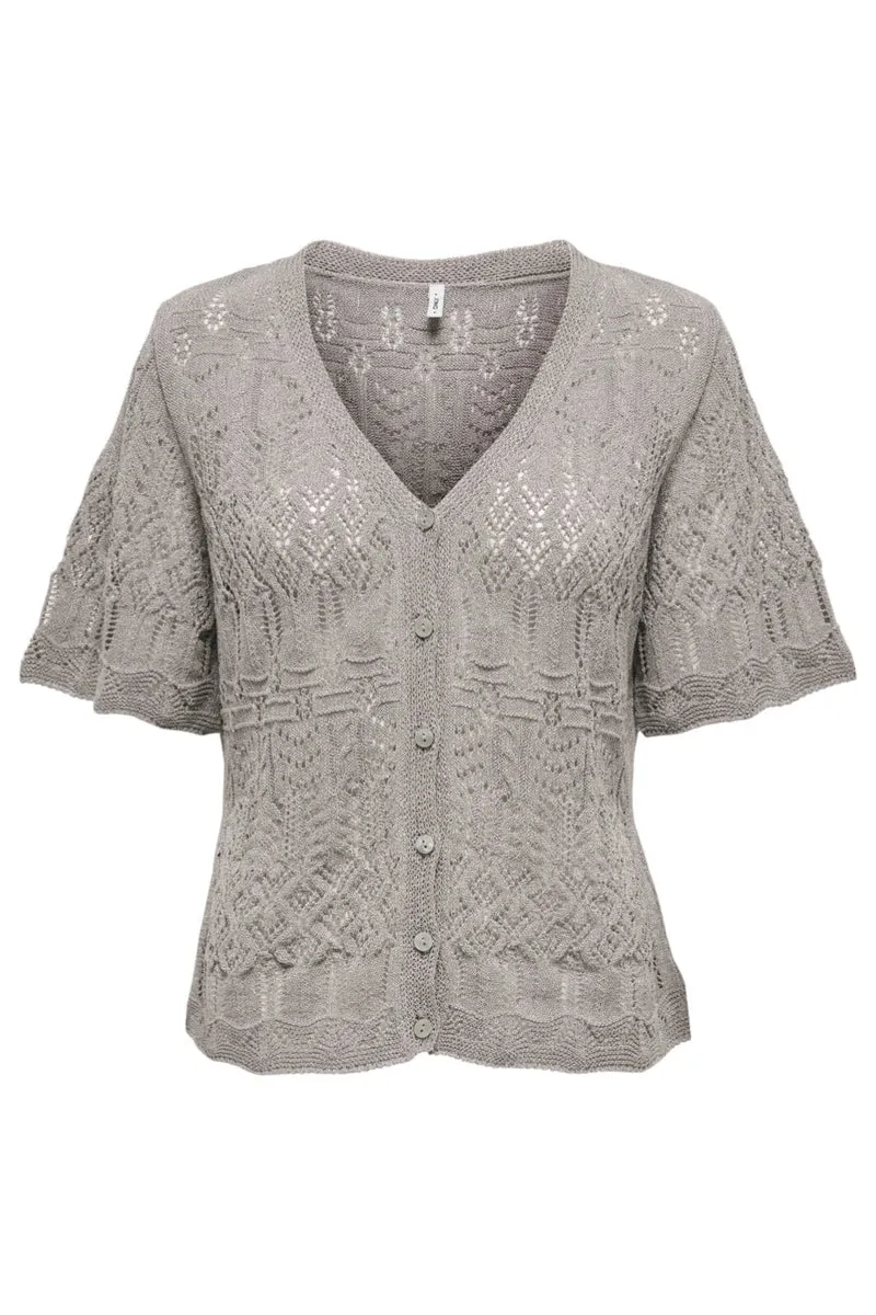 Only - Onllovely Ss Glitter Button Top Knt - 4916203 Weathered Teak Silver