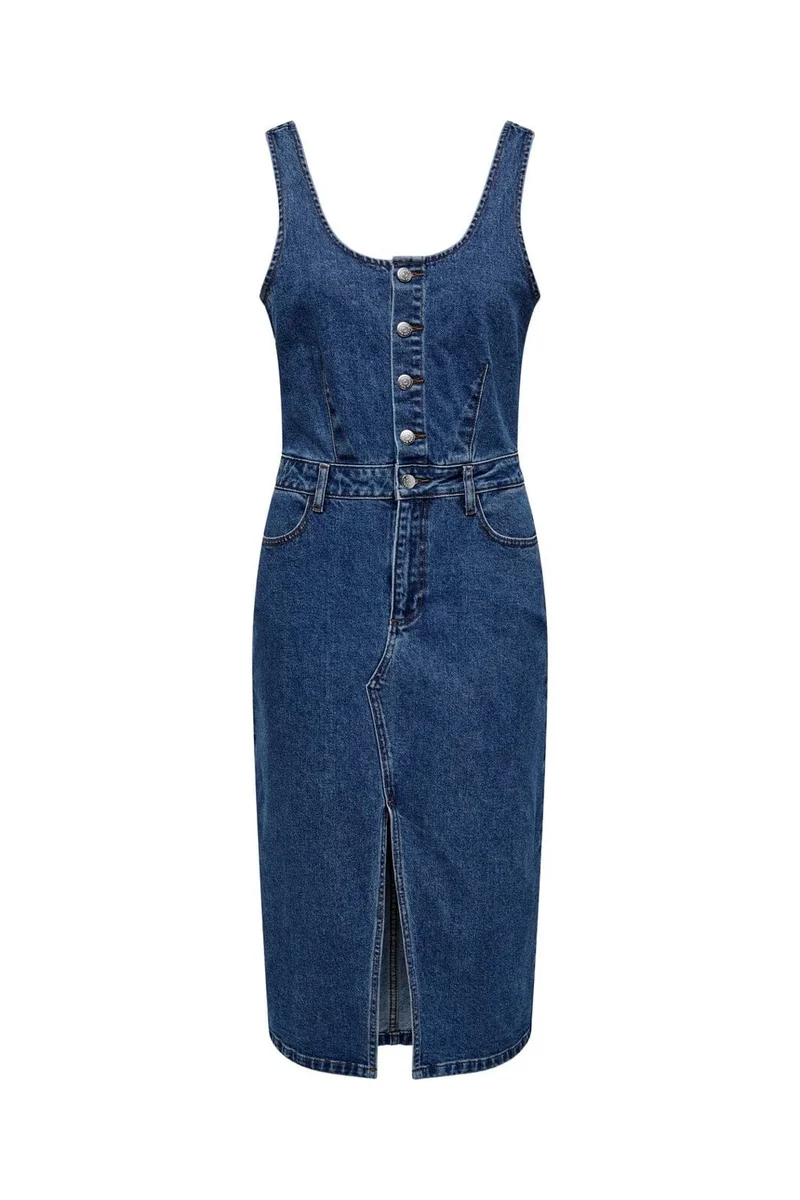 Only - Onlsanne S/L Spencer Midi Dress Mae - 4364441 Medium Blue Denim