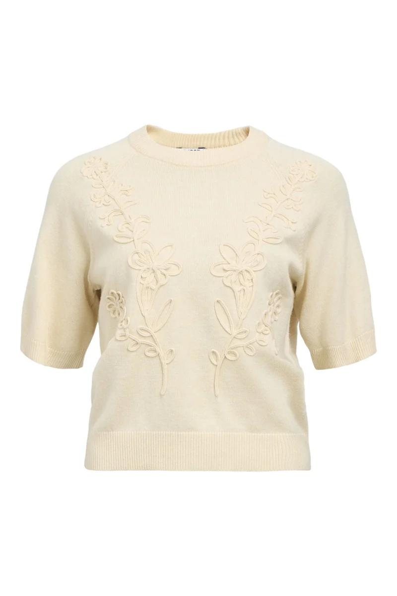 Object - Objlaney Rubin Ss Pullover - 4911777 Sandshell Floral Emb