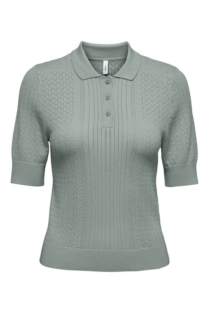 Only - Onlmeddi Life Ss Structure Polo Cc Knt - 4981787 Jadeite Dtm Button/Needledrop