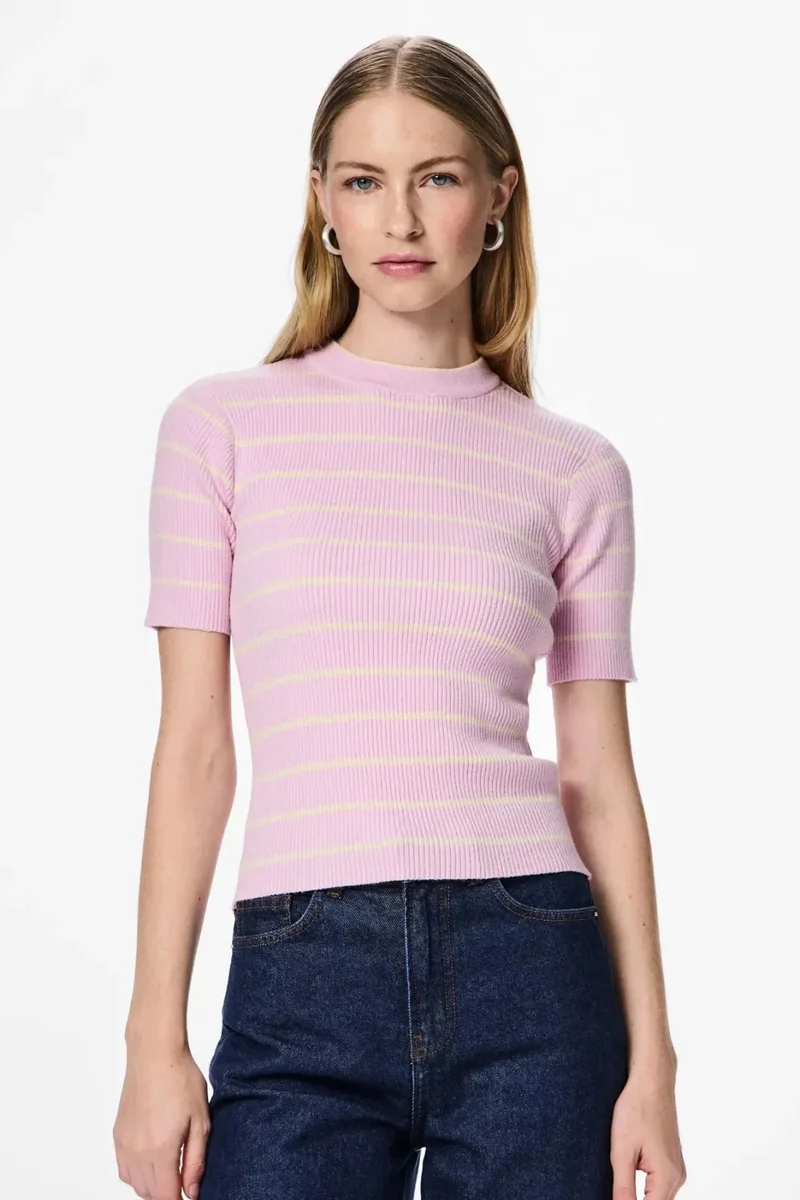 Pieces - Pcmira Ss O-Neck Knit - 4899830 Winsome Orchid Birch Narrow