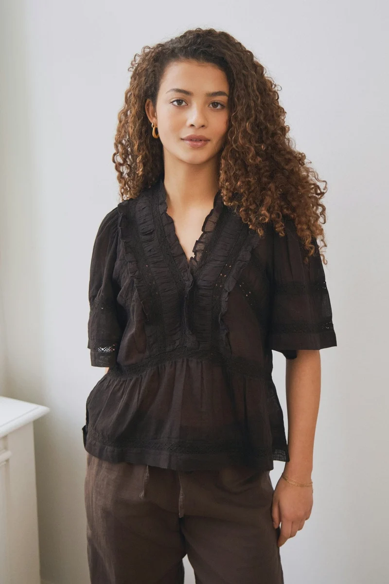 Neo Noir - Evienne S Voile Top 161856 - 100 - Black