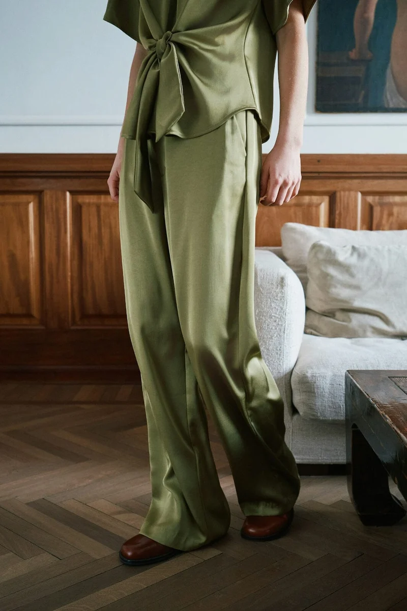 Neo Noir - Emmett Heavy Sateen Pants 164136 - 340 - Sage Green