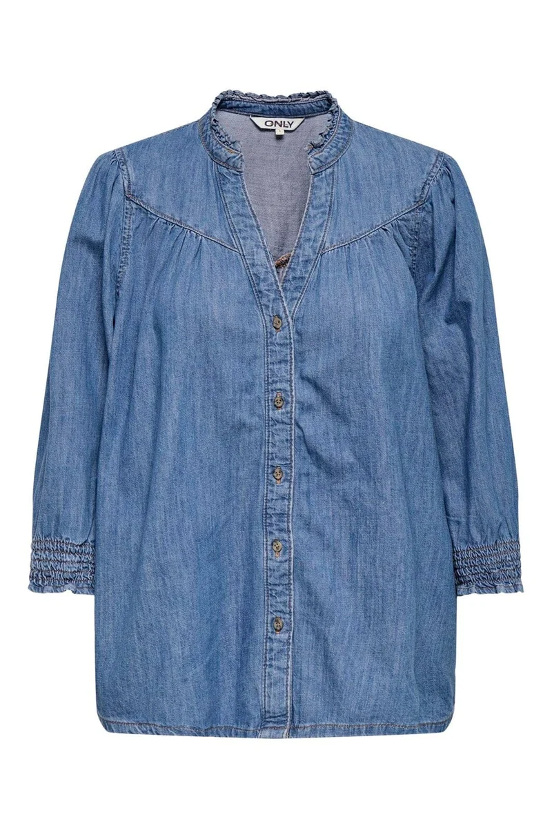 Only - Onlraya 3/4 Shirt Akm - 4850545 Medium Blue Denim