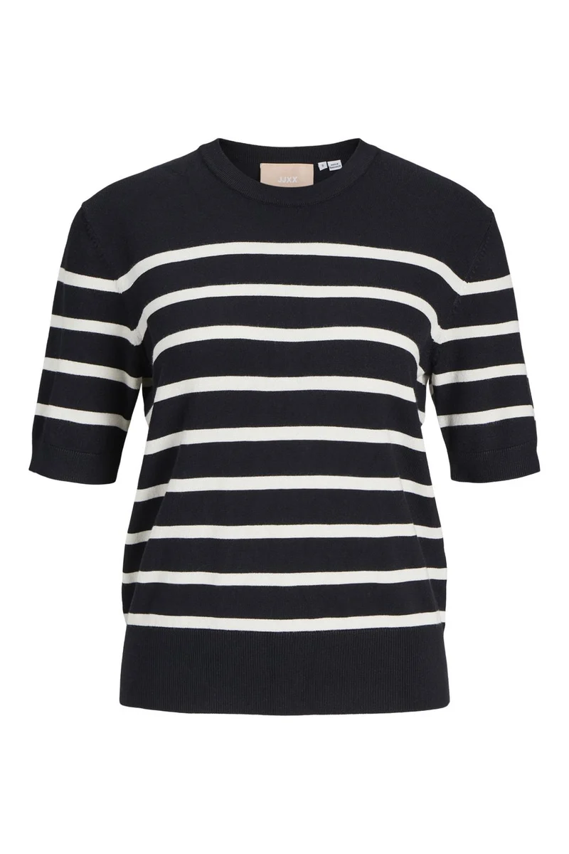 Jjxx - Jxlayla Comfy Ss Knit - 4480602 Black /Vanilla Ice