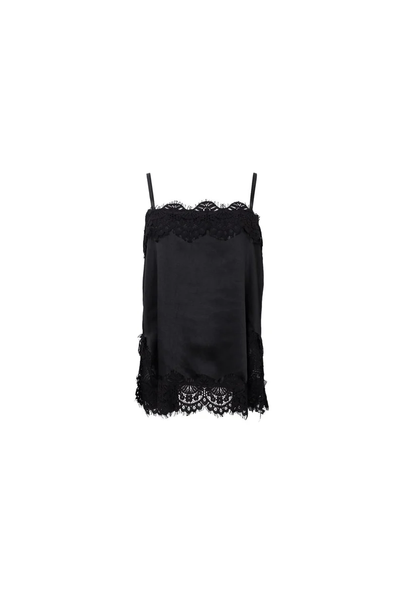 Black Colour - Bcevie Lace Strap Top 41046 - Shirts - Black