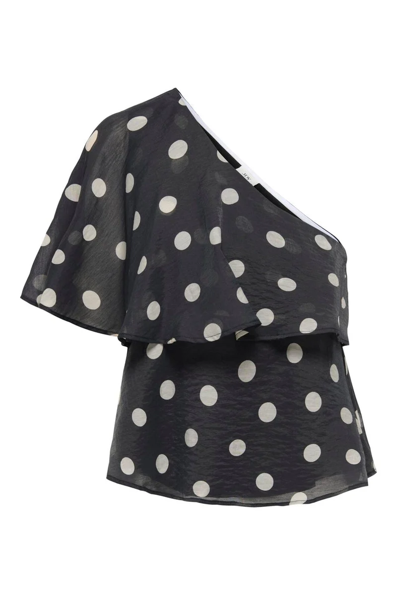 JDY - Jdyfay Life One-Shoulder Top - 5083205 Black Pristine Dot