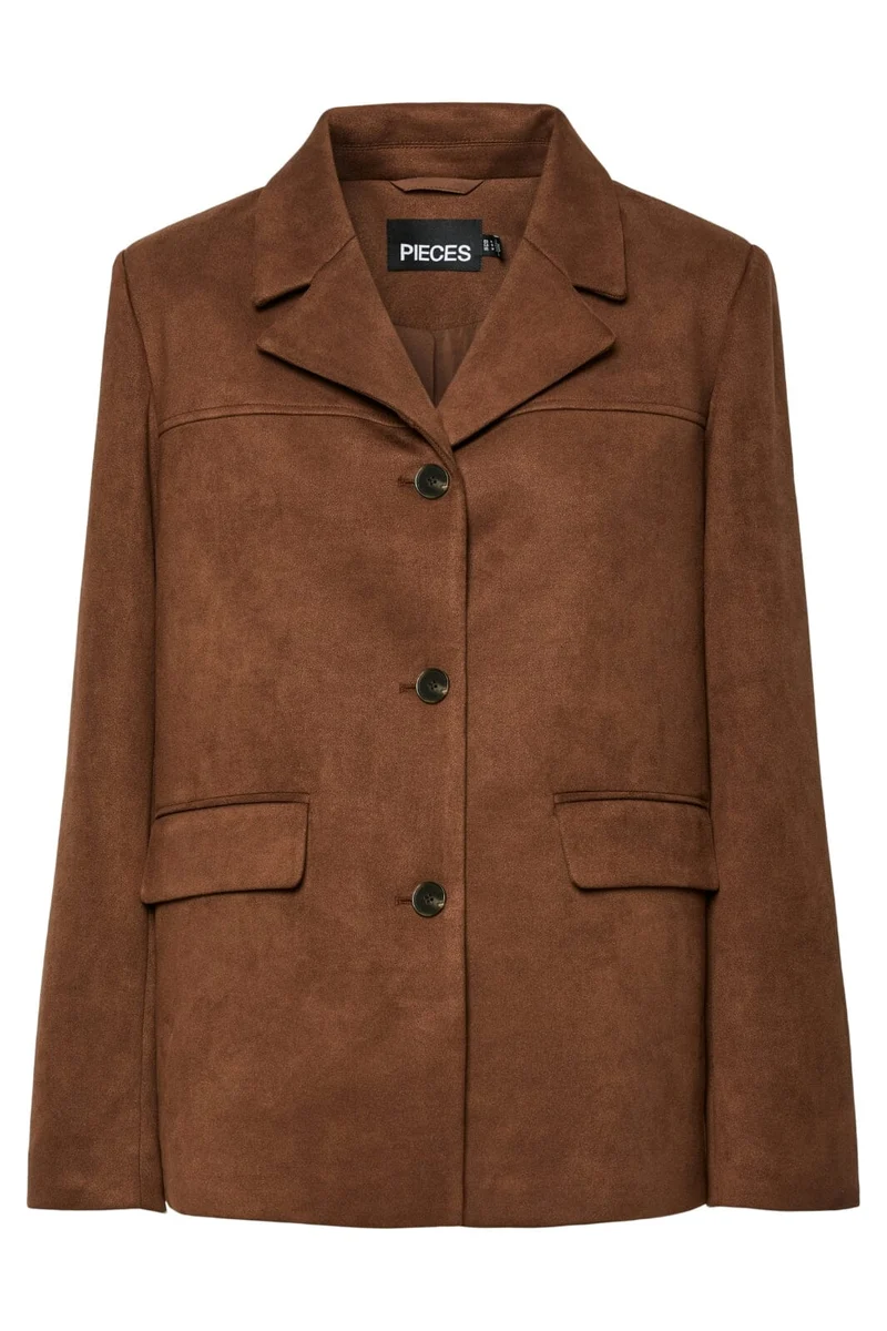 Pieces - Pcrakel Brushed Outerwear Blazer - 4871485 Downtown Brown