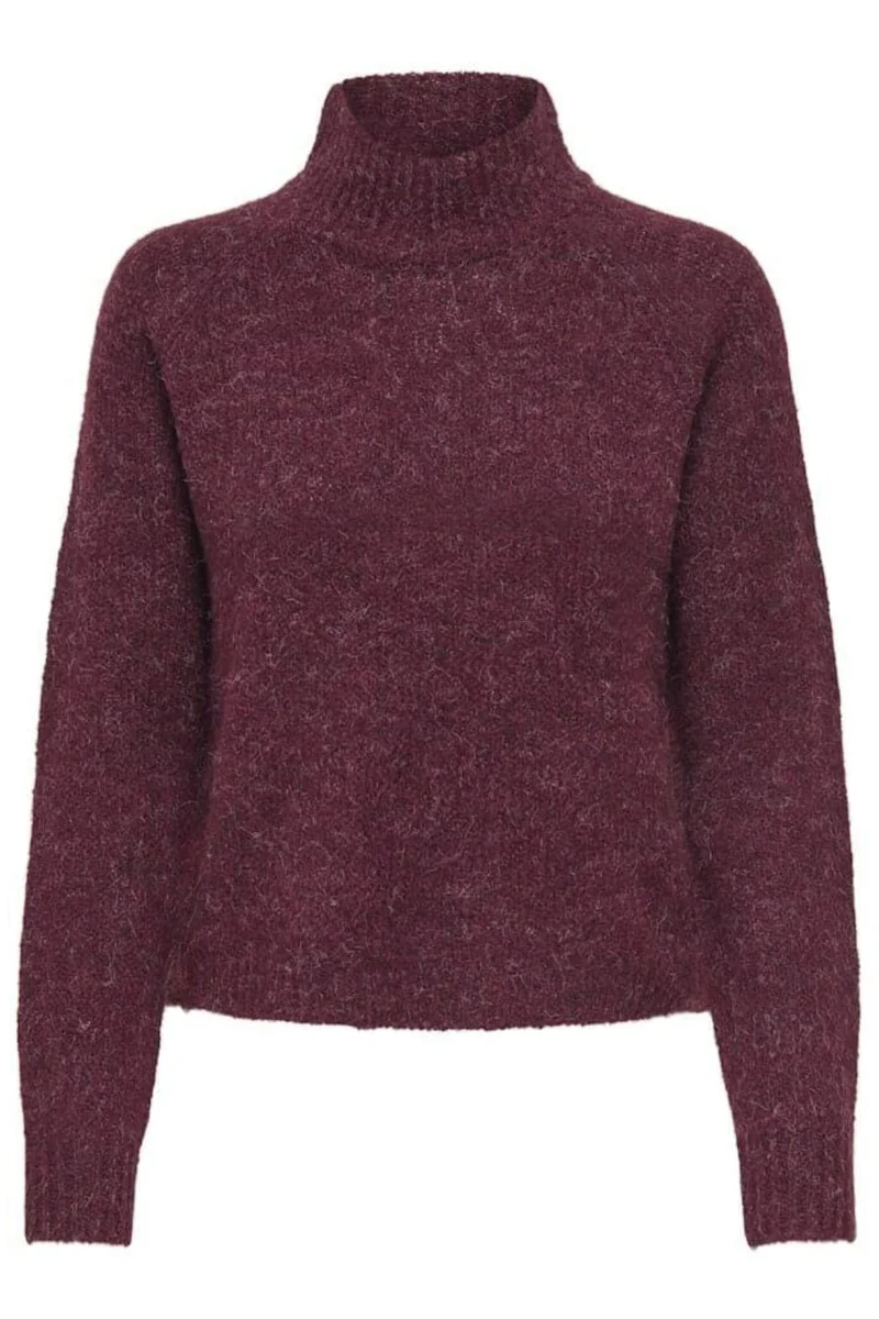 JDY - Jdyzoey Life L/S Hn Raglan Pul Knt - 4890258 Maroon Banner Melange