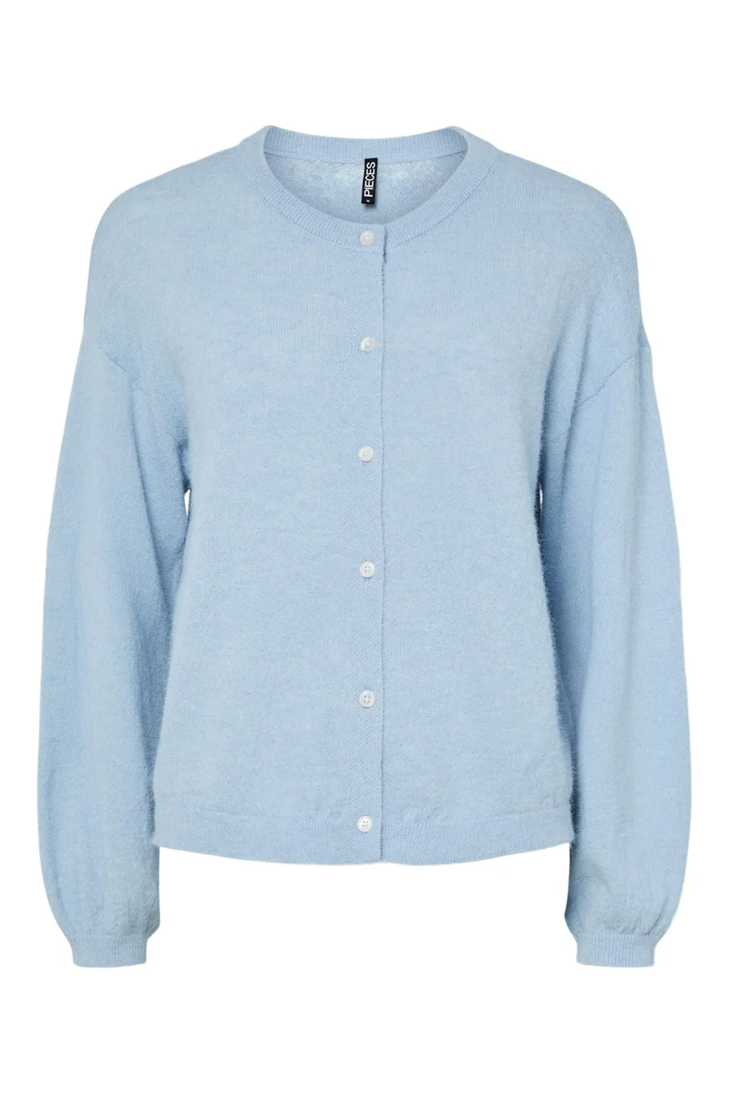Pieces - Pcnaomi Ls O-Neck Knit Cardigan - 4897829 Cashmere Blue Melange