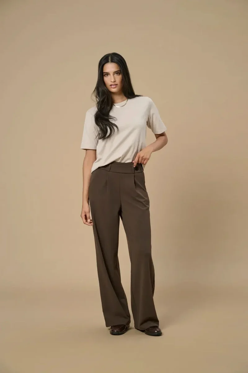 JDY - Jdygeggo Life New Long Pant - 4071962 Chocolate Brown Black Buttons