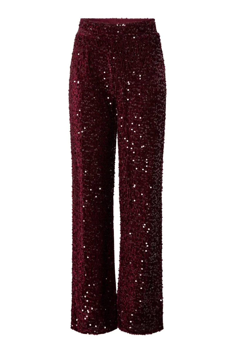 Pieces - Pckam Wide Pant - 4859162 Tawny Port Tawney Port Sequins