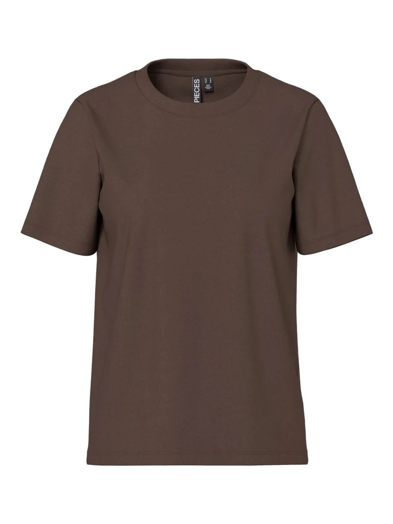 Pieces - Pcria Ss Solid Tee - 4864477 Hot Fudge