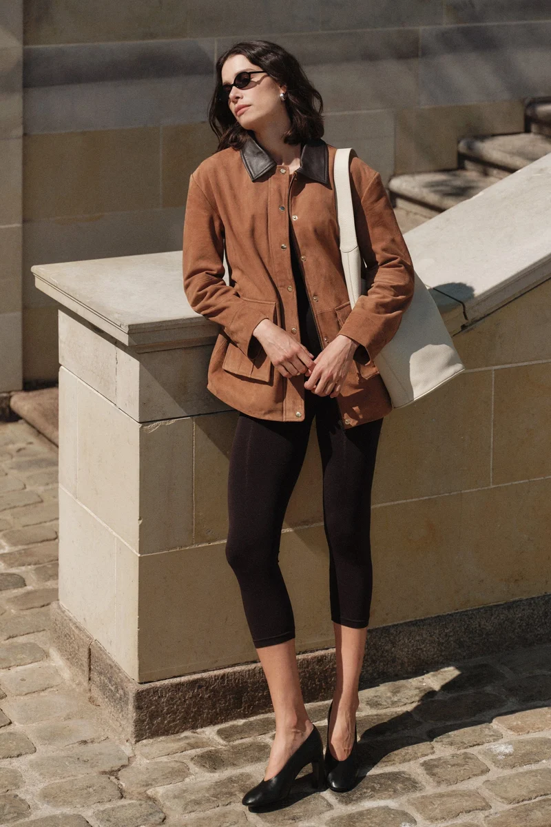 YAS - Yaskaia Ls Suede Leather Jacket - 5001695 Nuthatch