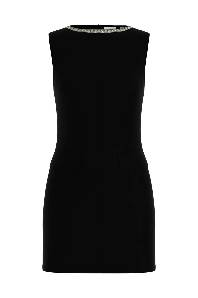 Vila - Viclara S/L Short Office Dress/Ka - 4962031 Black Pearl Neck