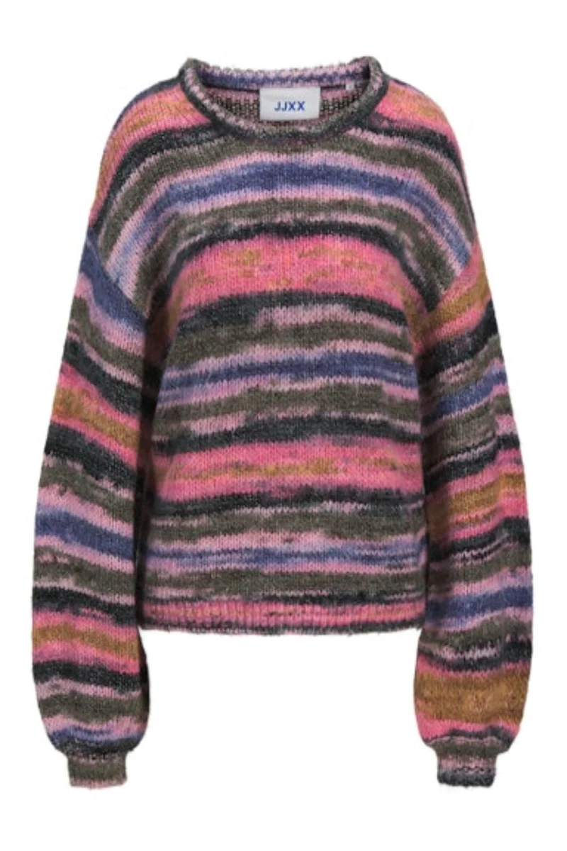 Jjxx - Jxamelia Crew Neck Knit - 4841933 Barberry /Multi Color