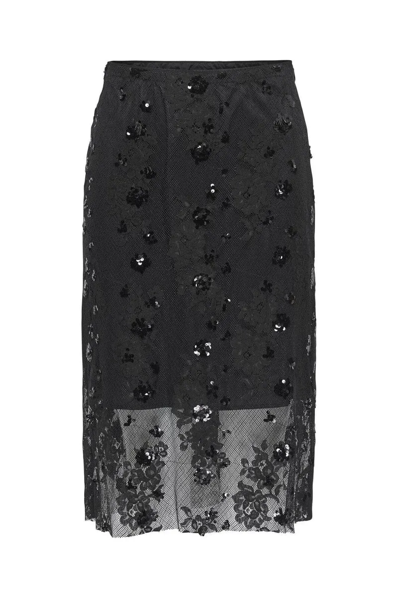 Only - Onlsinna Lace Skirt Xt - 4838760 Black