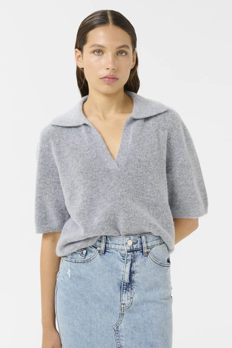 Gestuz - Gzalpha Ss Polo Pullover 10910035 - 1442061 - Pearl Blue Melange