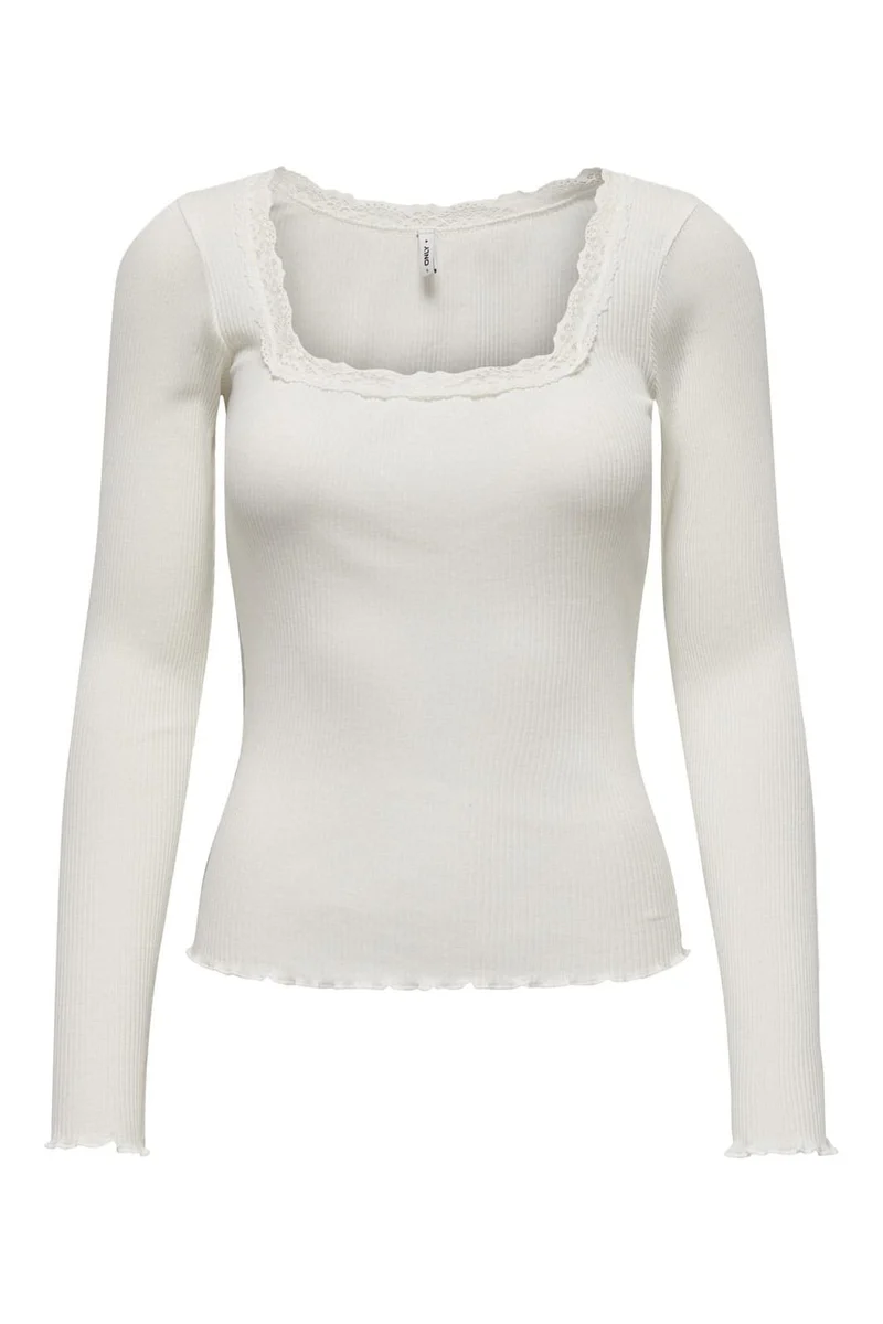 Only - Onlxena L/S Lace Top - 4371280 Cloud Dancer