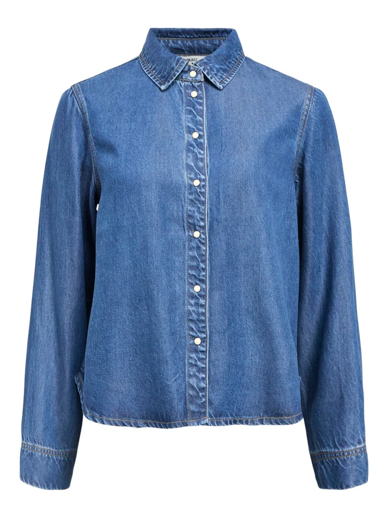 Object - Objframe Lo L/S Shirt - 4789040 Medium Blue Denim