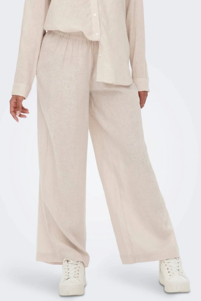 Only - Onltokyo Linen Blend Pant - 3996929 Moonbeam
