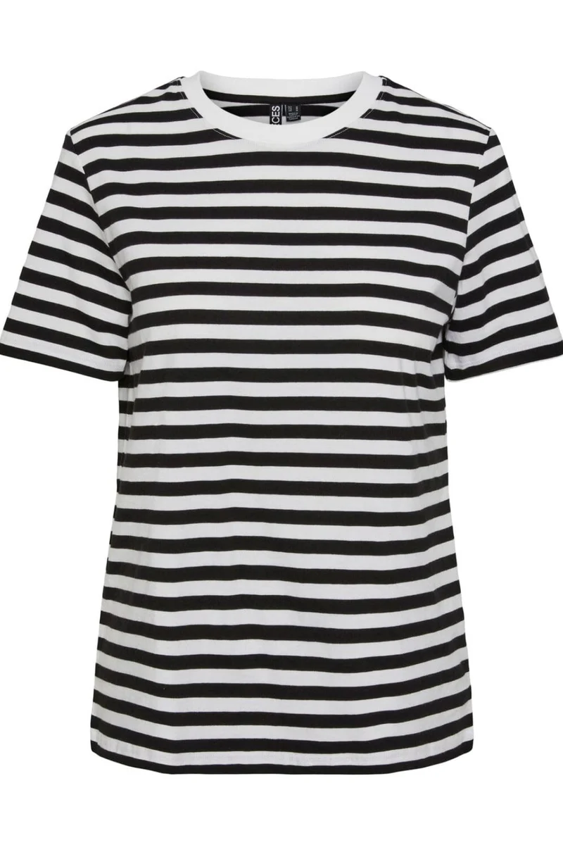 Pieces - Pcria Ss Tee Stripes - 4400578 Black Bright White