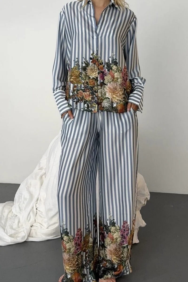 Karmamia - Joseph Shirt - Floral Stripe