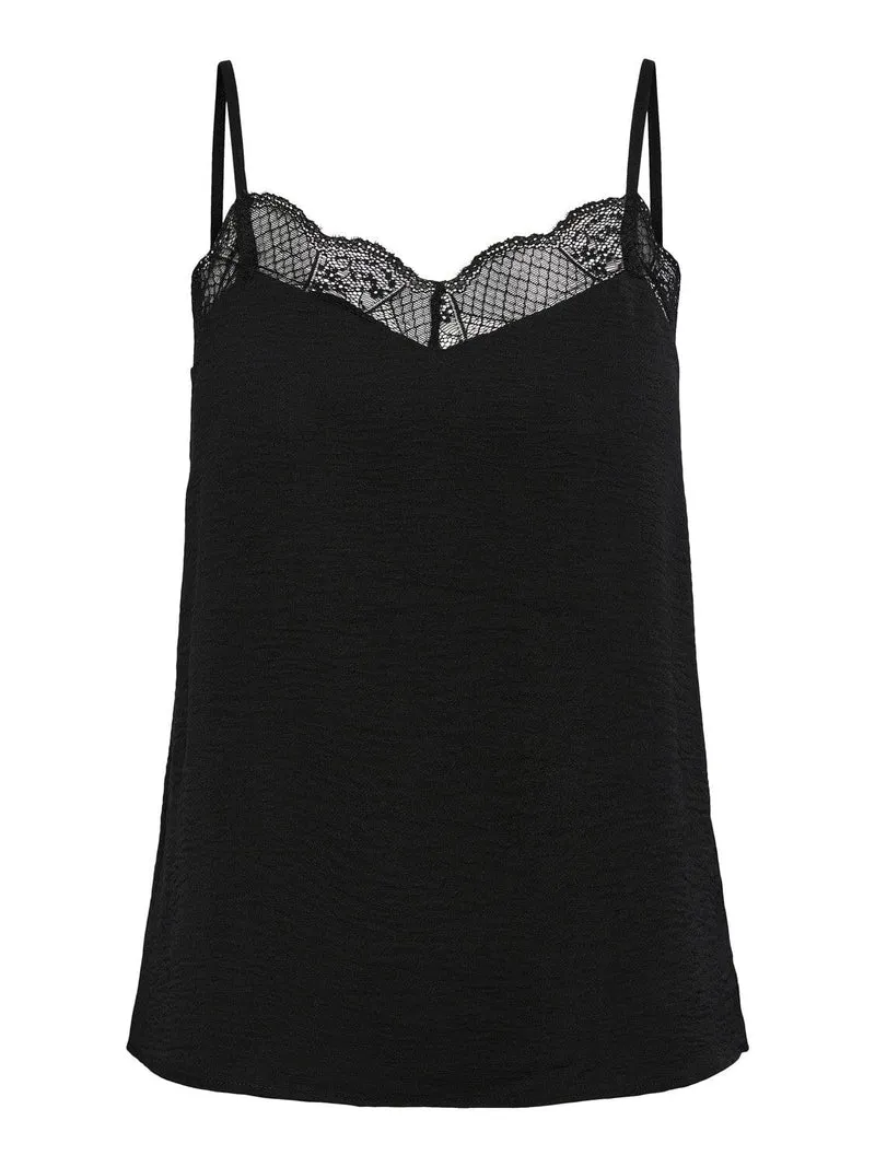 Pieces - Pctiffany Strap Lace Top Bc - Black