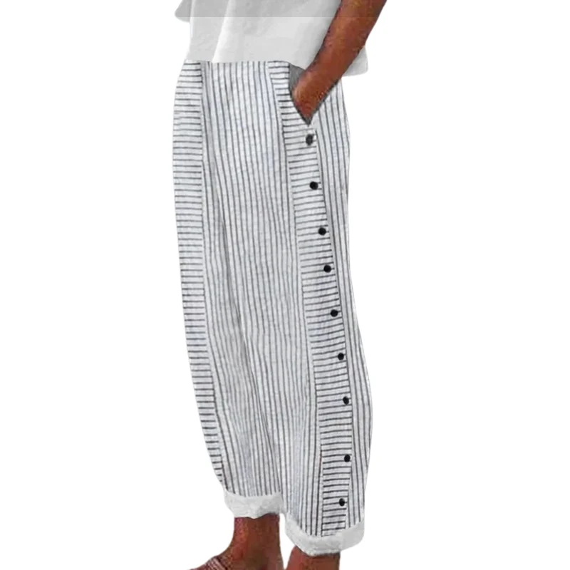 Icone™ StripePants: Bekväma Mode Randiga Byxor Med Sidofickor
