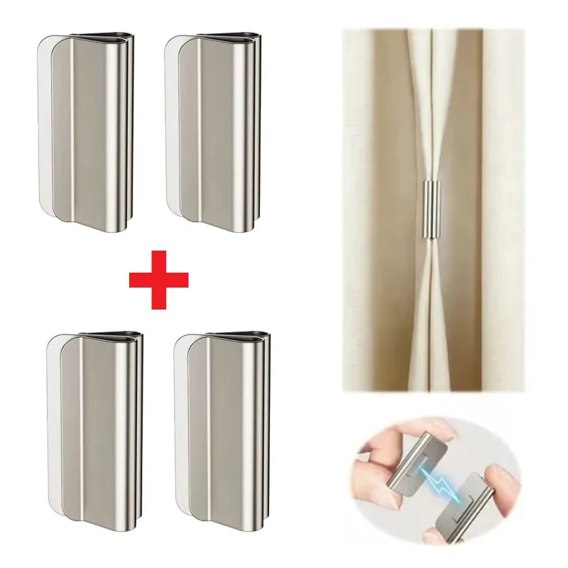 GlideHold® CurtainHolders 2+2 GRATIS: Elegant Minimalistisk Magnetisk Gardinhållare