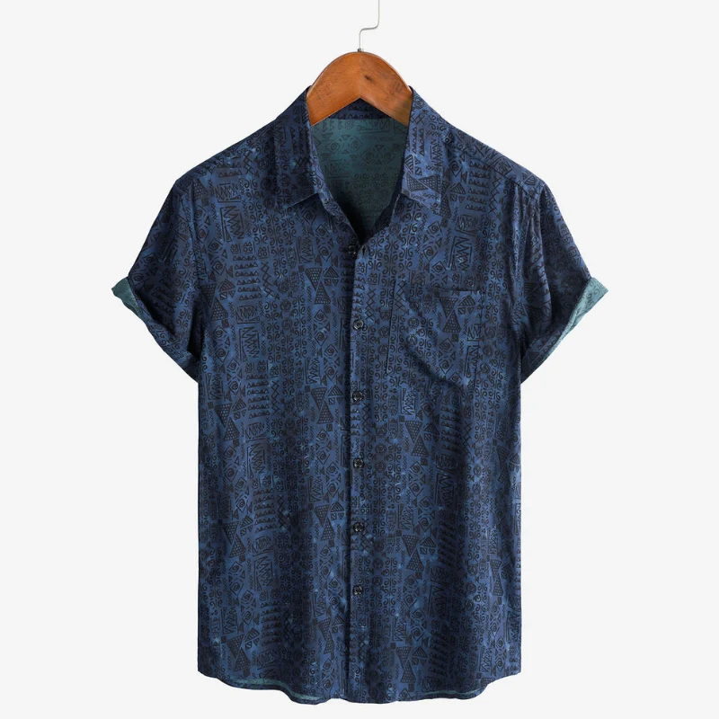 Icone™ VersatileShirt: Herrens Mångsidiga Mönstrade Kortärmade Skjorta Med Knapp