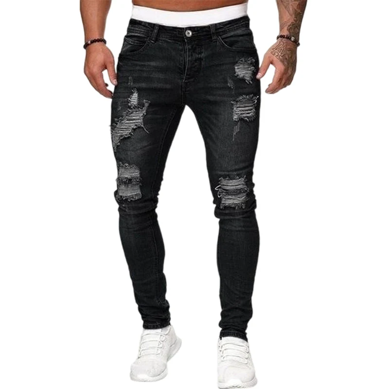 Icone™ RippedJeans: Mäns Stiliga Mager Rev Jeans