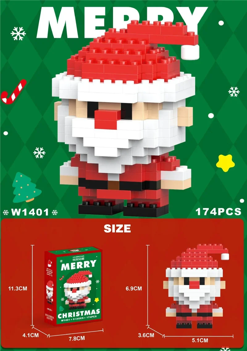 Kletshuts™ HolidayBlocks 1+1 GRATIS: Barn Kreativa Mikro Bygga Block Jul Semester Utgåva